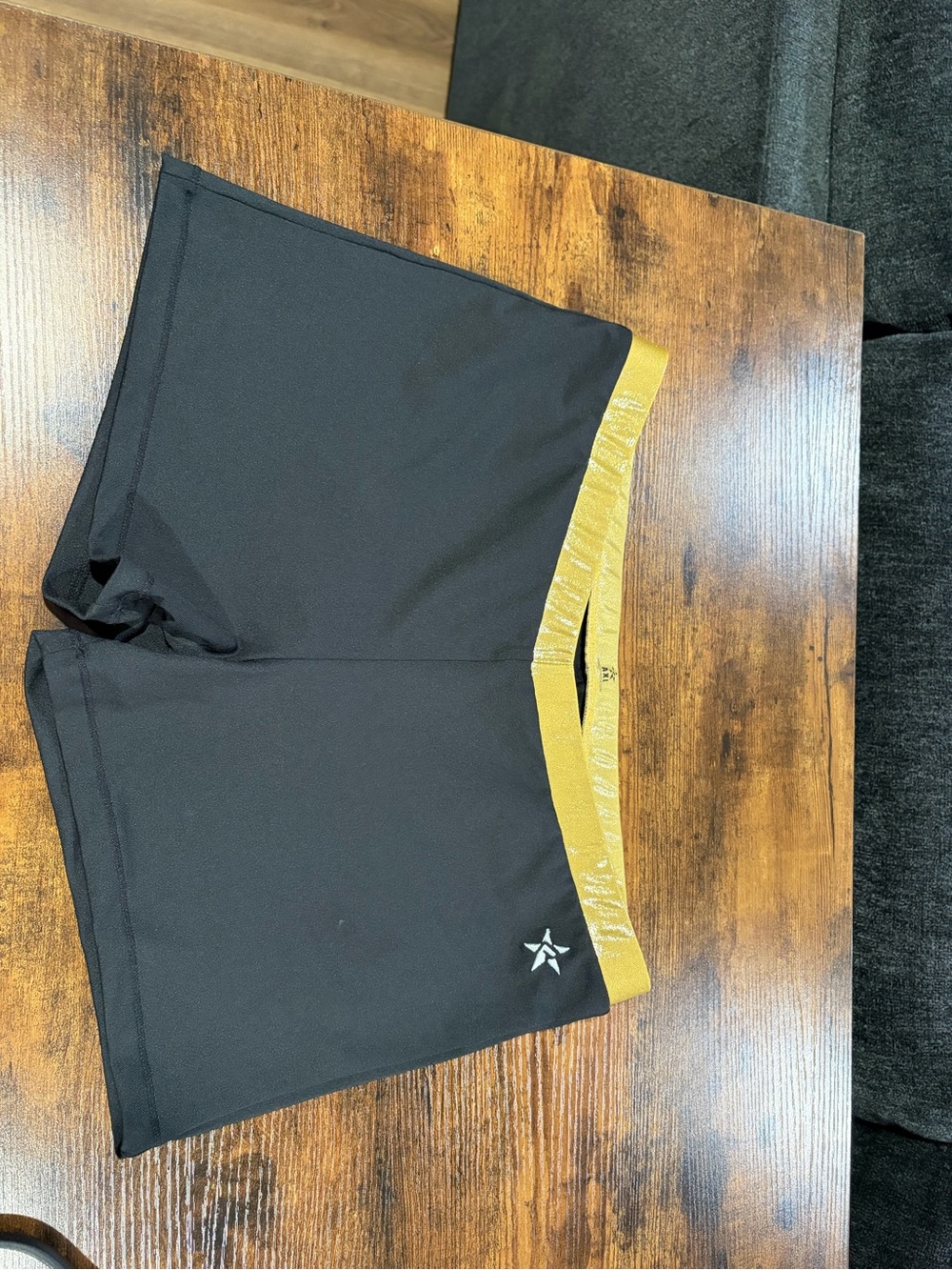 AXL Black Shorts with Sparkling Gold Elastic Waistband